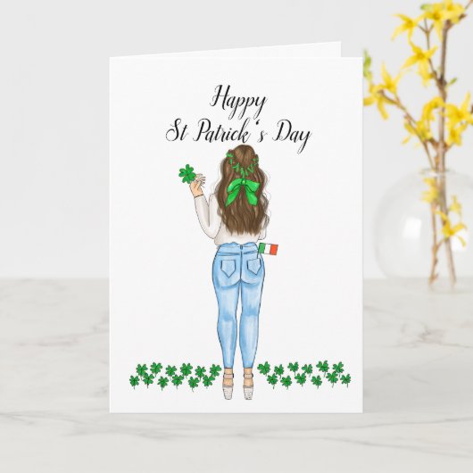 Happy St Patrick's Day Irish Female Clover Holiday Karte (Gelbe Blume)