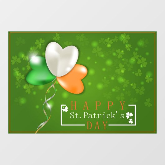 Happy St. Patrick's Day Irish Flag Balloon Clover Fensteraufkleber (Blatt)