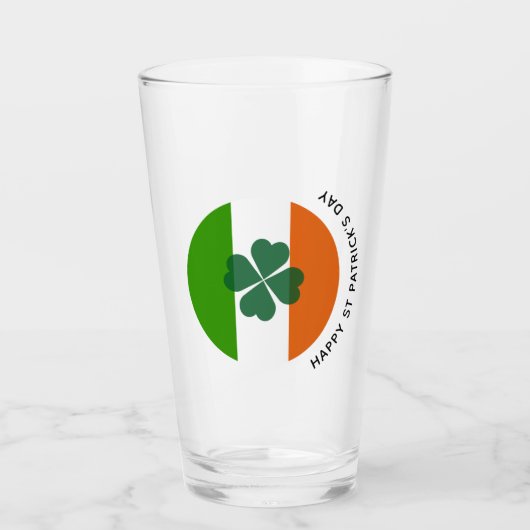 Happy St Patricks Day Irish Flag Clover Mattiert G Glas (Vorderseite)