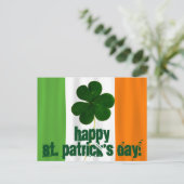 Happy St. Patrick's Day, Irish Flag Color Ireland Postkarte (Stehend Vorderseite)