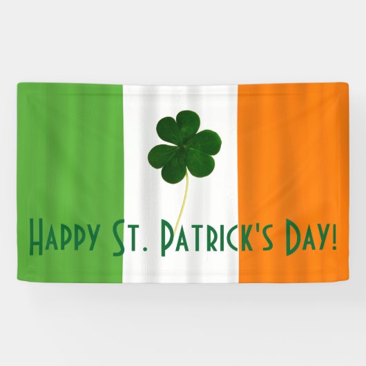 Happy St. Patrick's Day Irish Flag Kleeblatt Banne Banner (Horizontal)