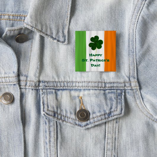 Happy St. Patrick's Day Irish Flag Kleeblatt Paddy Button (Beispiel)