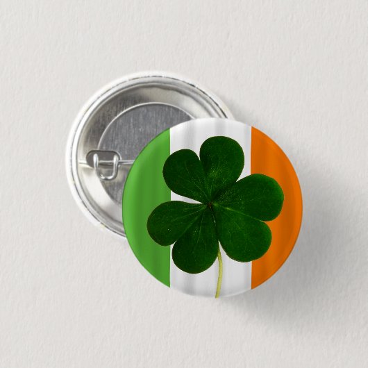 Happy St. Patrick's Day Irish Flag Kleeblatt Paddy Button (Vorne & Hinten)