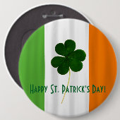 Happy St. Patrick's Day Irish Flag Kleeblatt Paddy Button (Vorne & Hinten)
