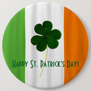 Happy St. Patrick's Day Irish Flag Kleeblatt Paddy Button