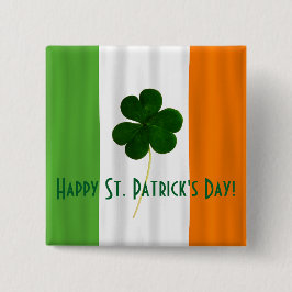 Happy St. Patrick's Day Irish Flag Kleeblatt Paddy Button
