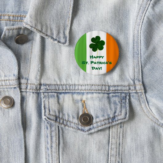 Happy St. Patrick's Day Irish Flag Kleeblatt Paddy Button (Beispiel)