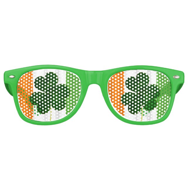 Happy St. Patrick's Day Irish Flag Kleeblatt Paddy Partybrille (Vorderseite)