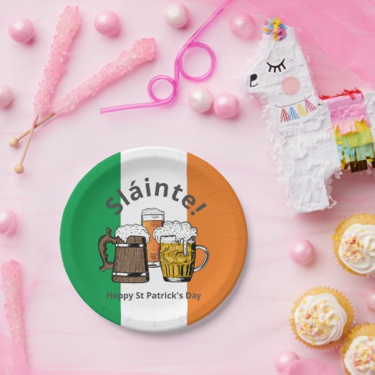 Happy St Patricks Day Irish Flag Pappteller (Party)