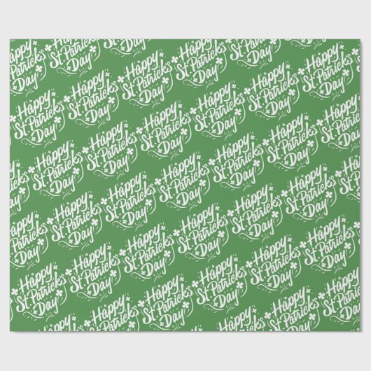 Happy St Patricks Day Irish Green Kleeblatt Custom Geschenkpapier (Flach)