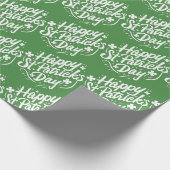 Happy St Patricks Day Irish Green Kleeblatt Custom Geschenkpapier (Ecke)