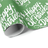 Happy St Patricks Day Irish Green Kleeblatt Custom Geschenkpapier (Rolleneckpunkt)