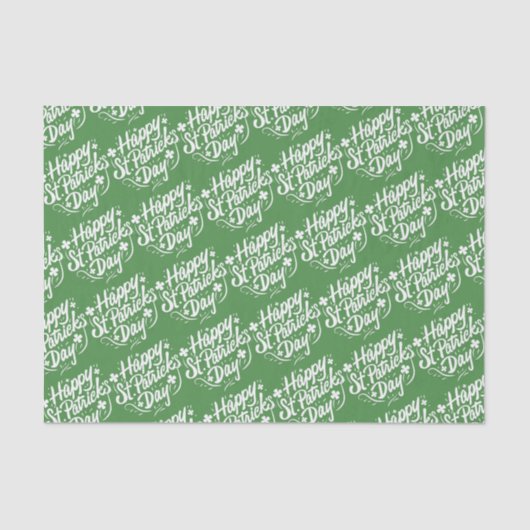 Happy St Patricks Day Irish Green Kleeblatt Custom Seidenpapier (Vorderseite)