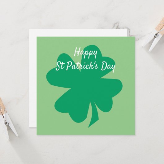 Happy St Patrick's Day Irish Kleeblatt Leaf Custom Karte (Vorderseite/Rückseite Beispiel)