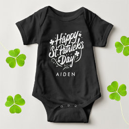 Happy St Patricks Day Irish Kleeblatt Personalisie Baby Strampler