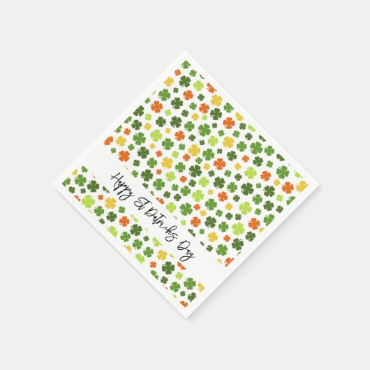 Happy St Patricks Day Irish Kleeblatts Bunter Spaß Serviette (Ecke)