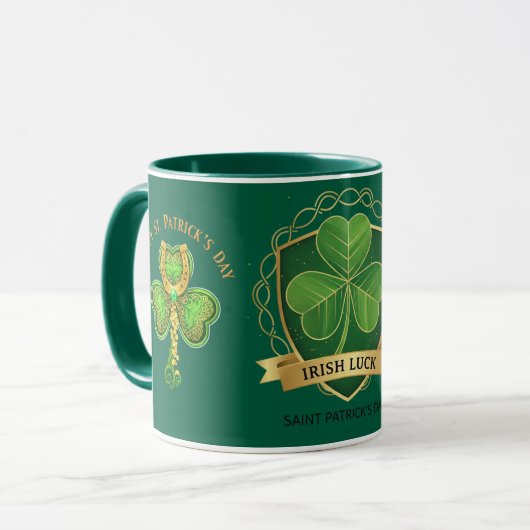 Happy St Patrick's Day Irish Luck Shamrock Mug Tasse (Vorderseite Links)