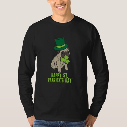 Happy St Patricks Day Irish Pug Dog Cute Saint Pad T-Shirt (Vorderseite)