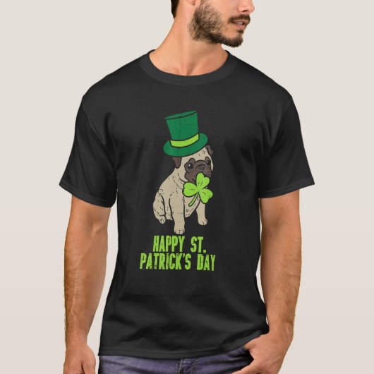 Happy St Patricks Day Irish Pug Dog Cute Saint Pad T-Shirt (Vorderseite)