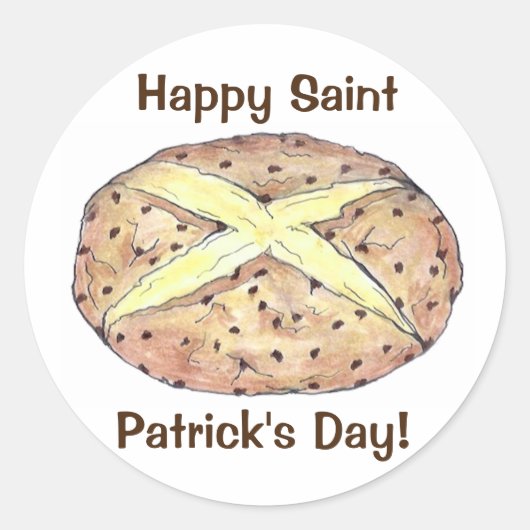 Happy St. Patrick's Day Irish Soda Brot Loaf Runder Aufkleber (Vorderseite)