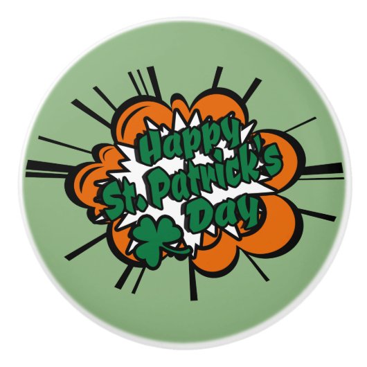 Happy St. Patrick's Day Keramikknauf (Vorderseite)