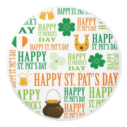 Happy St. Patrick's Day Keramikknauf (Vorderseite)
