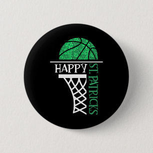 Happy St Patricks Day Kleeblatt Basketballspieler Button