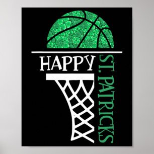 Happy St Patricks Day Kleeblatt Basketballspieler Poster