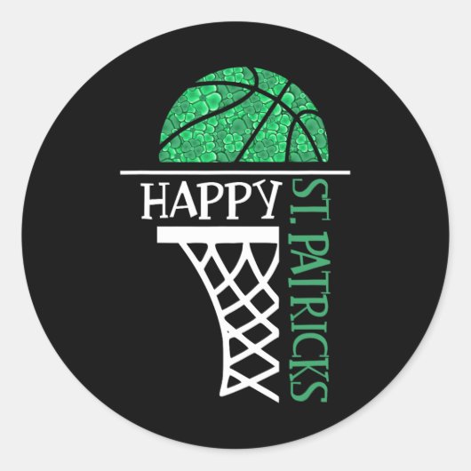 Happy St Patricks Day Kleeblatt Basketballspieler Runder Aufkleber (Vorderseite)