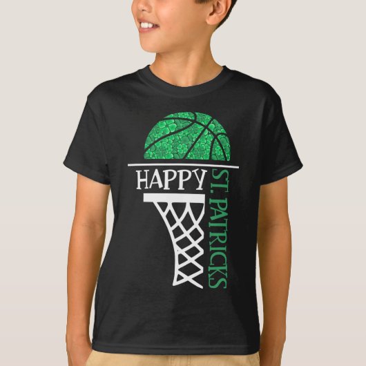 Happy St Patricks Day Kleeblatt Basketballspieler T-Shirt (Vorderseite)