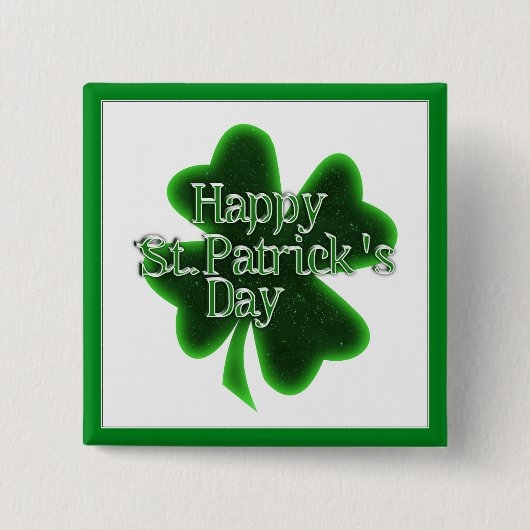 Happy St. Patricks Day Kleeblatt Button (Vorderseite)