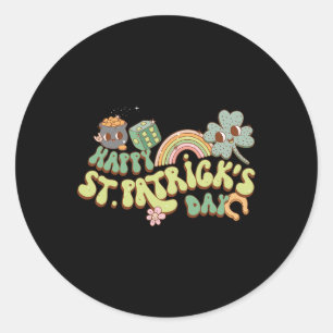 Happy St Patricks Day Kleeblatt Closing for Women Runder Aufkleber