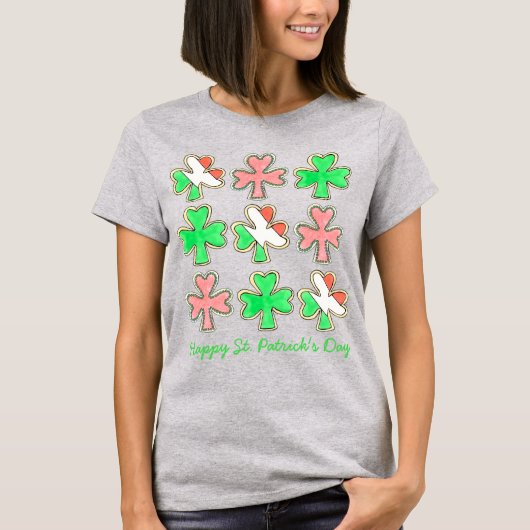 Happy St. Patrick's Day Kleeblatt Cookie T-Shirt (Vorderseite)