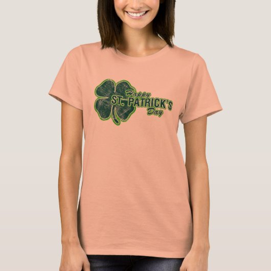 Happy St. Patrick's Day Kleeblatt Grunge T - Shirt (Vorderseite)
