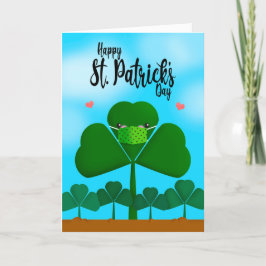 Happy St Patrick's Day Kleeblatt in Face Mask Spaß Feiertagskarte