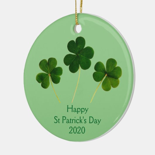 Happy St Patrick's Day Kleeblatt Leaf Green 2020 Keramik Ornament (Links)