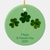 Happy St Patrick's Day Kleeblatt Leaf Green 2020 Keramik Ornament (Hinten)