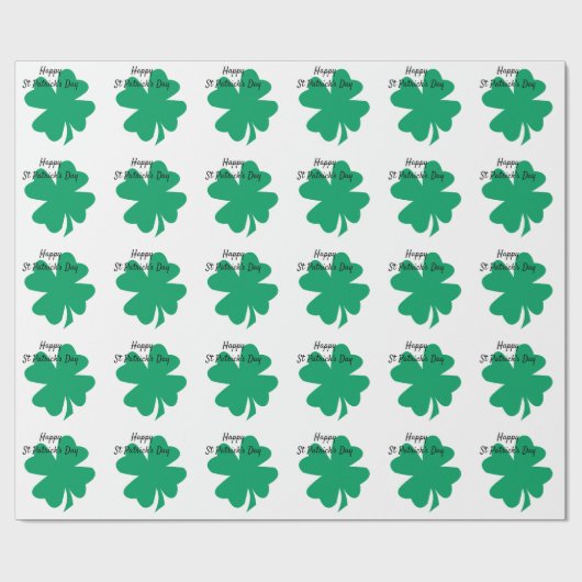 Happy St Patrick's Day Kleeblatt Leaf Green Geschenkpapier (Flach)