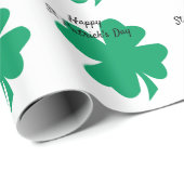 Happy St Patrick's Day Kleeblatt Leaf Green Geschenkpapier (Rolleneckpunkt)