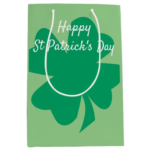 Happy St Patrick's Day Kleeblatt Leaf Irish Custom Mittlere Geschenktüte (Vorderseite)