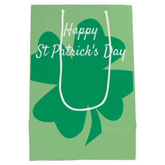Happy St Patrick's Day Kleeblatt Leaf Irish Custom Mittlere Geschenktüte (Rückseite)