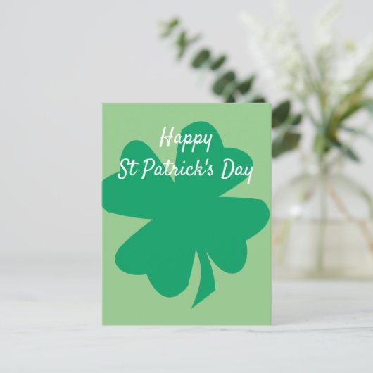 Happy St Patrick's Day Kleeblatt Leaf Irish Custom Postkarte (Stehend Vorderseite)