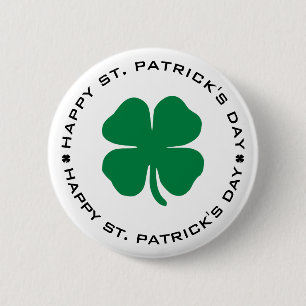 Happy St. Patrick's Day Kleeblatt Lucky Charm Button