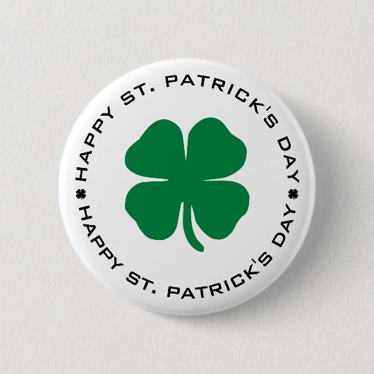 Happy St. Patrick's Day Kleeblatt Lucky Charm Button (Vorderseite)