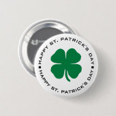 Happy St. Patrick's Day Kleeblatt Lucky Charm Button (Vorne & Hinten)
