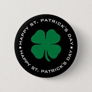 Happy St. Patrick's Day Kleeblatt Lucky Charm Button