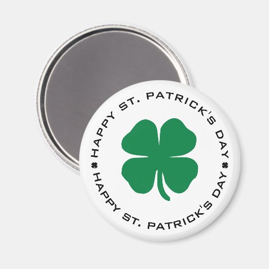 Happy St. Patrick's Day Kleeblatt Lucky Charm Magnet (Vorderseite/Rückseite)