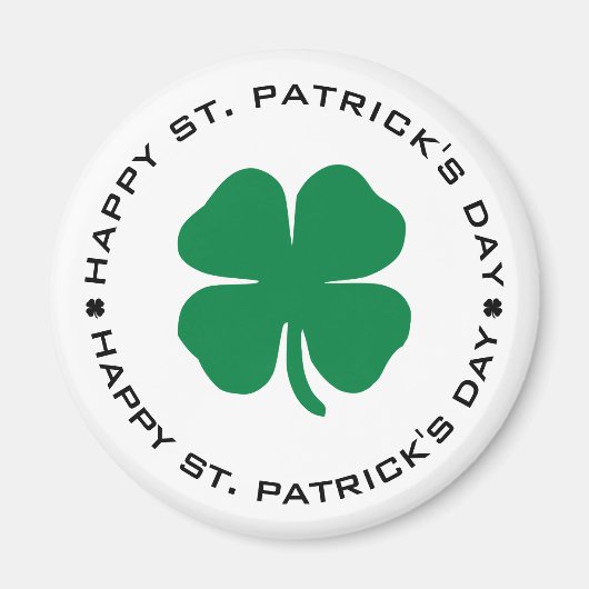 Happy St. Patrick's Day Kleeblatt Lucky Charm Magnet (Vorne)