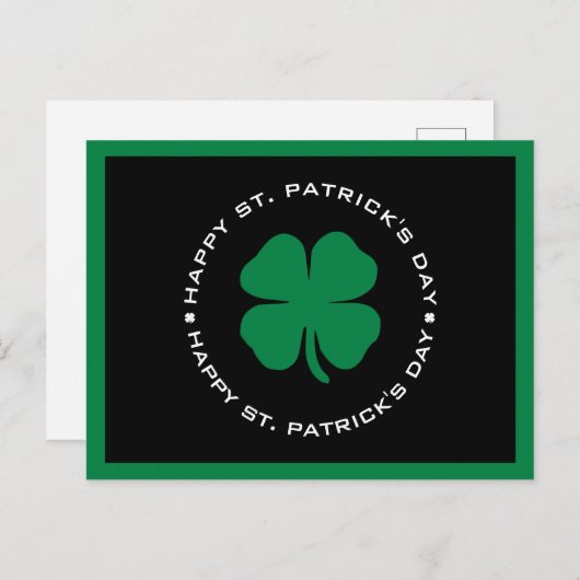 Happy St. Patrick's Day Kleeblatt Lucky Charm Postkarte (Vorne/Hinten)
