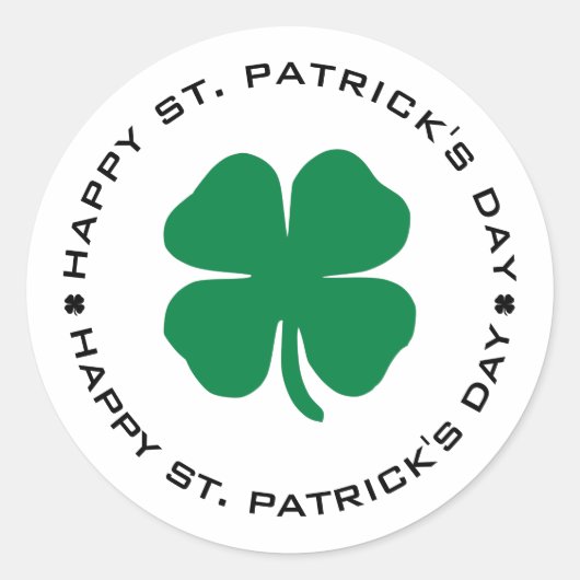Happy St. Patrick's Day Kleeblatt Lucky Charm Runder Aufkleber (Vorderseite)